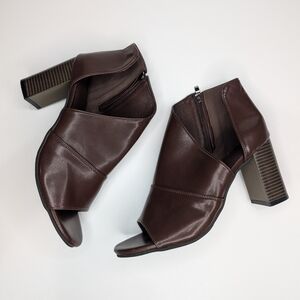 🤎 New Brown Cutout Ankle Boots Size 11 US / 42 EU | Open Toe Block Heel Booties